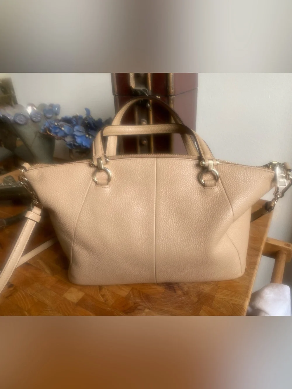 Coach Pebbled Leather Tote in Light Taupe EUC